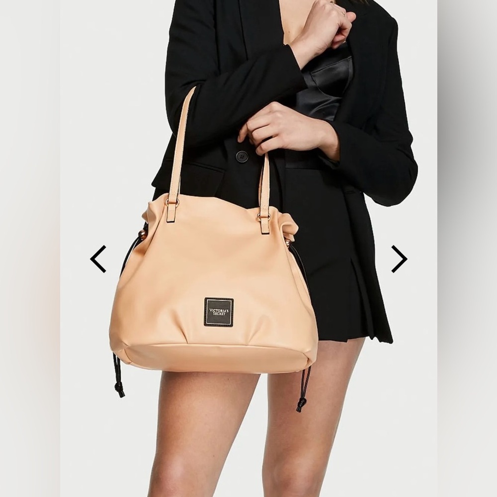 Victoria Secret Nude Bag Cinch-Top Medium Tote Satchel Purse Bare Beige New 2024